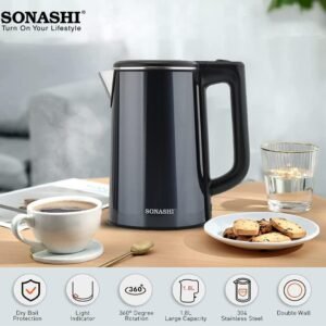 Sonashi Bouilloire électrique Sans Fil En Inox -2200W -1.8L SKT 1810