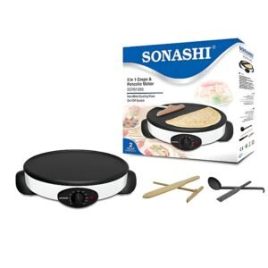 Crêpière et Machine à Pancakes SONASHI SCRM-885 - 2 en 1 - Plaques Antiadhésives avec Thermostat Réglable - Garantie 2 Ans