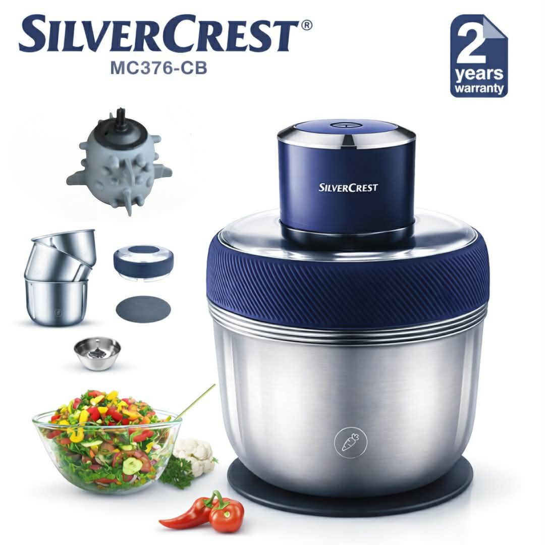 Mini Hachoir Électrique SILVERCREST MC376-CB - 350W - Pack Spécial 3 Bols en Acier Inoxydable - 4 Lames