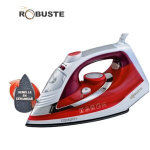 Fer à Repasser Vapeur Robuste Ultragliss - 2400W - Semelle Céramique -Rouge