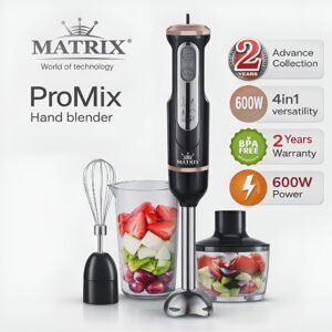 Mixeur Plongeant MATRIX ProMix 4en1 - 600W - Collection Avancée avec Hachoir et Fouet - Garantie 2 Ans