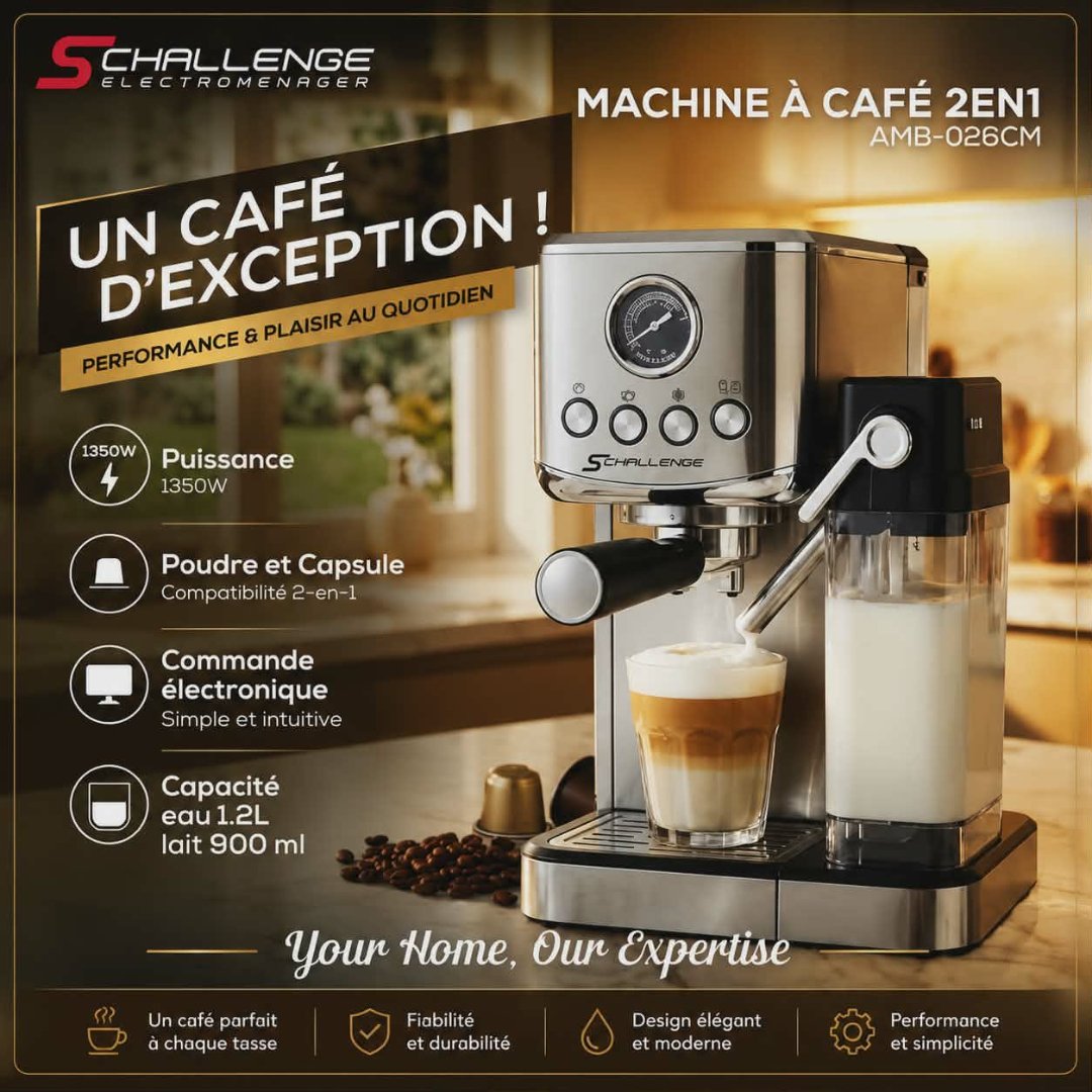 Machine à Café Capsule et Café Moulu Schallenge AMB-026CM - الصورة 2