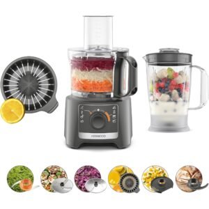 Robot Multifonction Kenwood MultiPro Compact FDP31.360GY- 800W - Bol 2.1L - Blender 1.2L - Design Compact & Performant