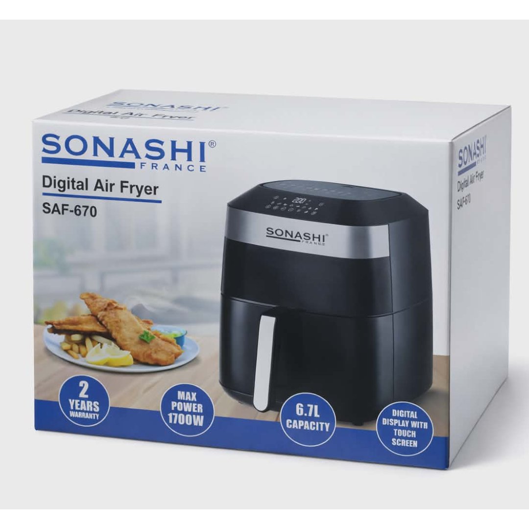 AirFryer Numérique Sonashi SAF-670 – Capacité 6,7 Litres – 1700W Sans Huile - الصورة 4