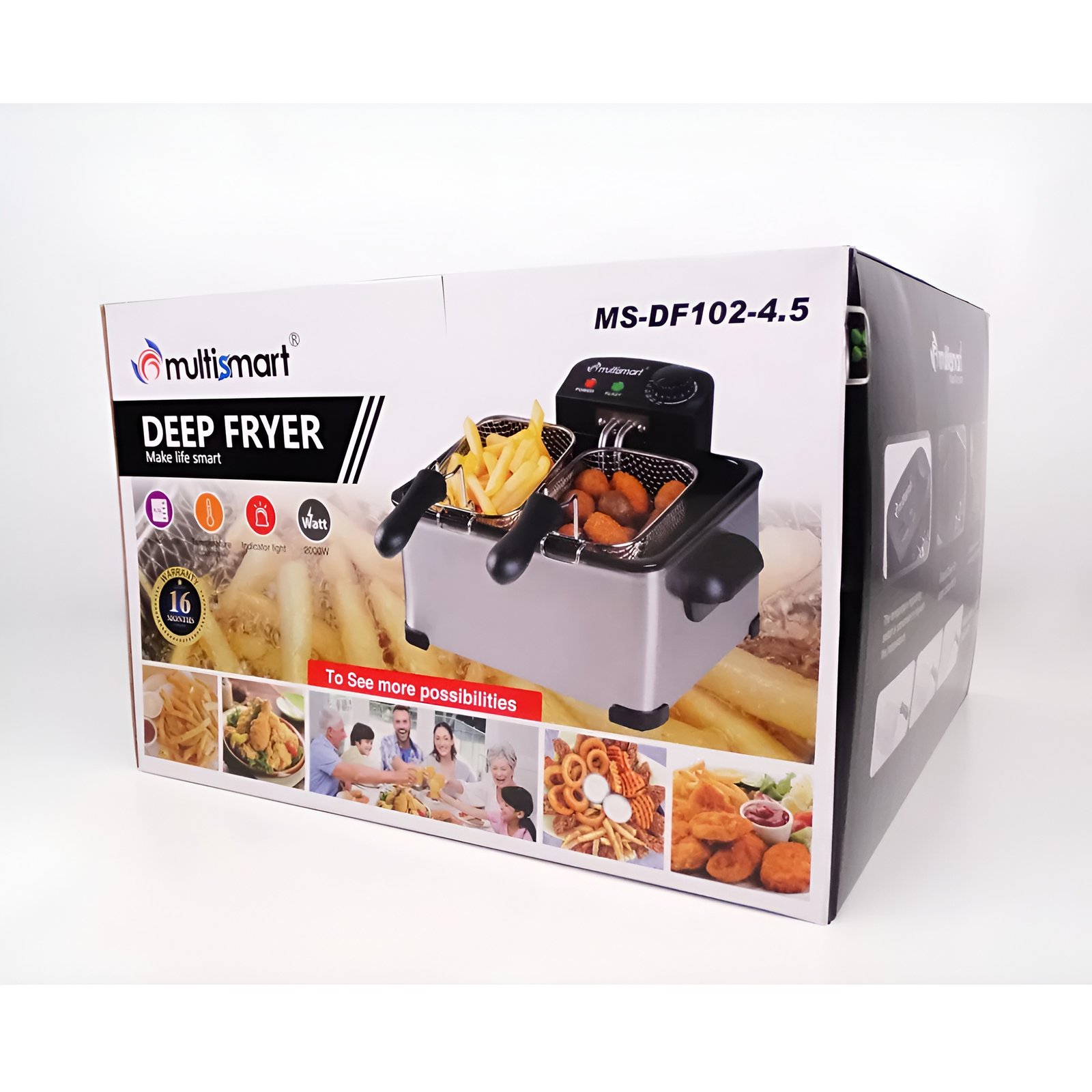 Friteuse Électrique Multismart 4,5 Litres 2000W Inox avec 3 Panier MS-FR1204 | Meilleurs Prix en Algérie - الصورة 3