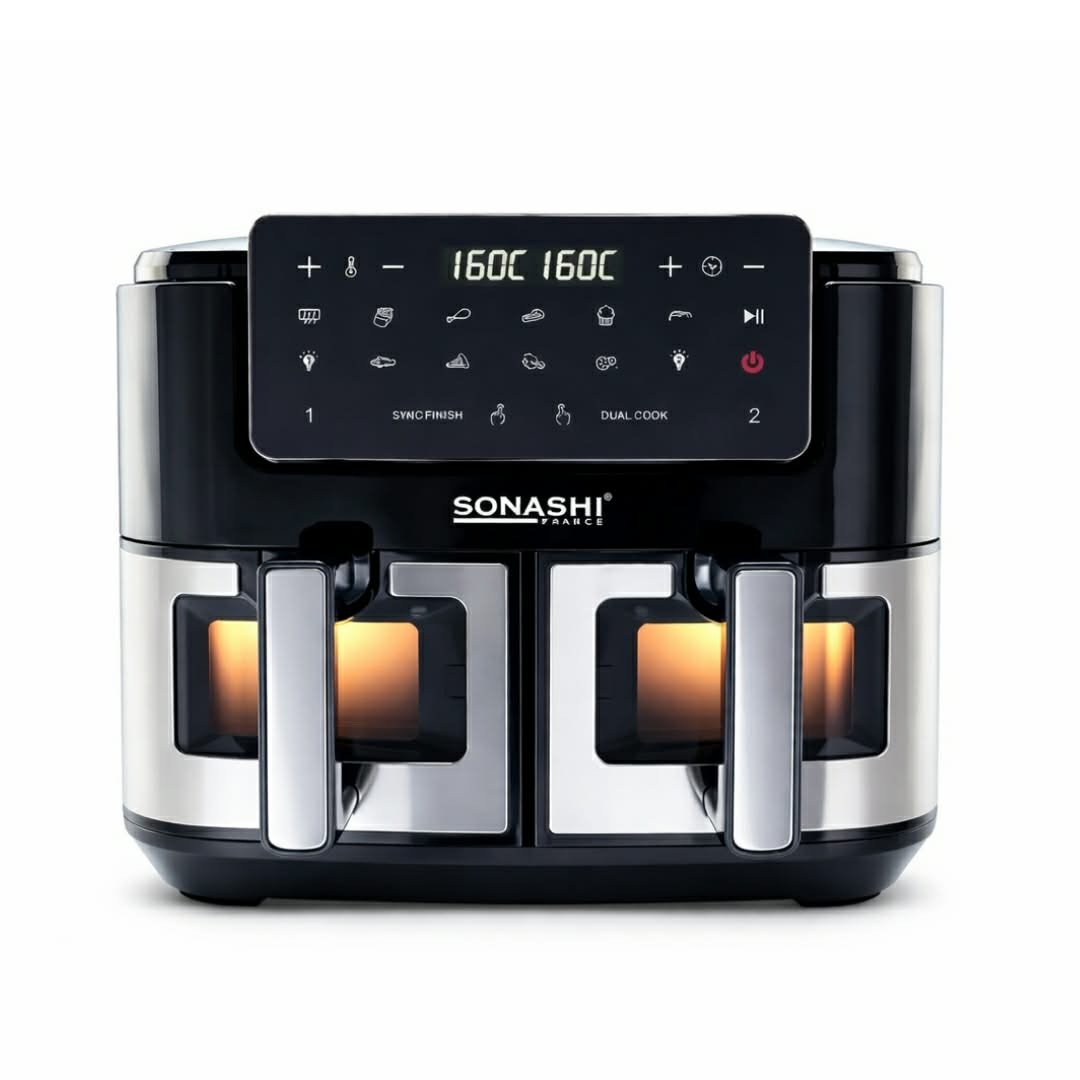 Friteuse à Air Digitale SONASHI SAF-105 10 Litres – Double Bac – 2600W – Écran Tactile - الصورة 2