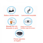 ⁦Robot Multifonction Robuste 25F Blanc – 25 Fonctions – 800W⁩ - الصورة ⁦3⁩