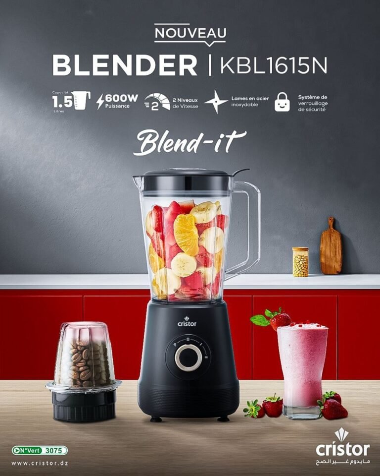 Blender Cristor Blendit 1,5L 600W Noir avec moulin 2 en 1