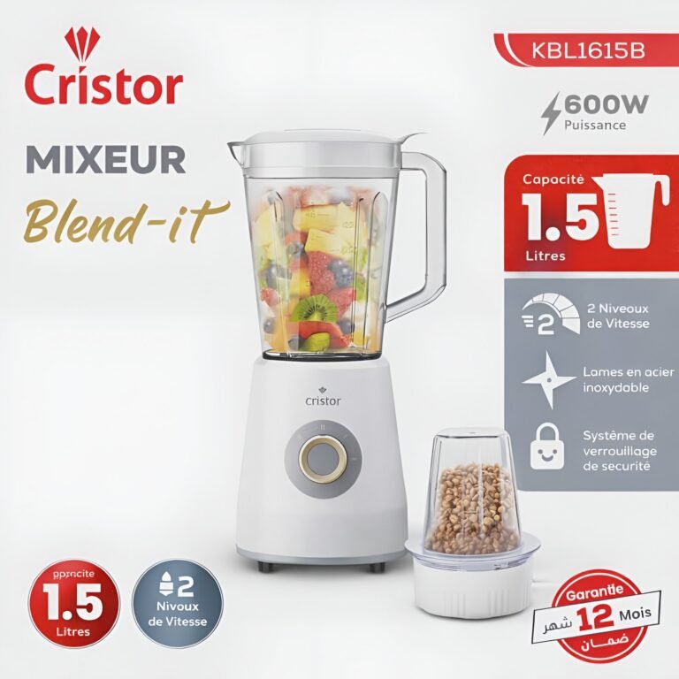 Blender Cristor Blendit 1,5L 600W Blanc avec moulin 2 en 1