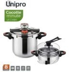 Cocotte-Minute Unipro UP-CM8M - 8 Litres - Inox Haute Qualité - Induction & Gaz - Avec Accessoires Vapeur