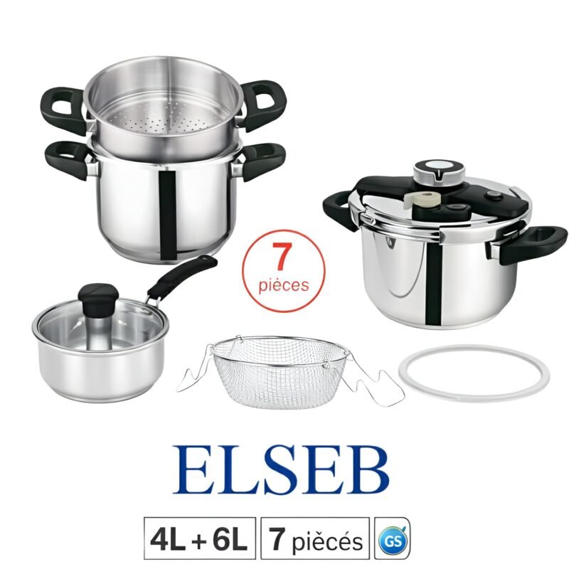 Cocottes-Minutes ELSEB Duo 4L + 6L en acier inoxydable 7 pièces