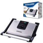 Sonashi Panineuse & Grill SGT-854 2000W en inox avec plaques antiadhésives