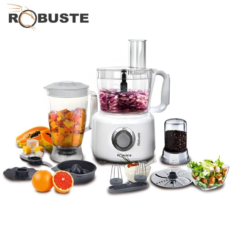 Robot Multifonction Robuste 25F Blanc 800W avec bol 1,2L et blender 1,7L