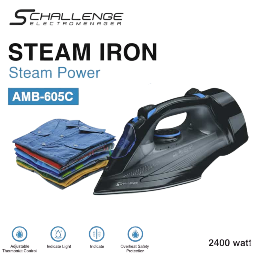 schallange-amb605c-fer-vapeur-2400w.jpg Fer à Vapeur Professionnel SCHALLANGE AMB-605C 2400W avec semelle antiadhésive