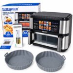 ⁦Sonashi Air Fryer Double Bac SAF-115 10L 2600W Inox⁩ - الصورة ⁦2⁩
