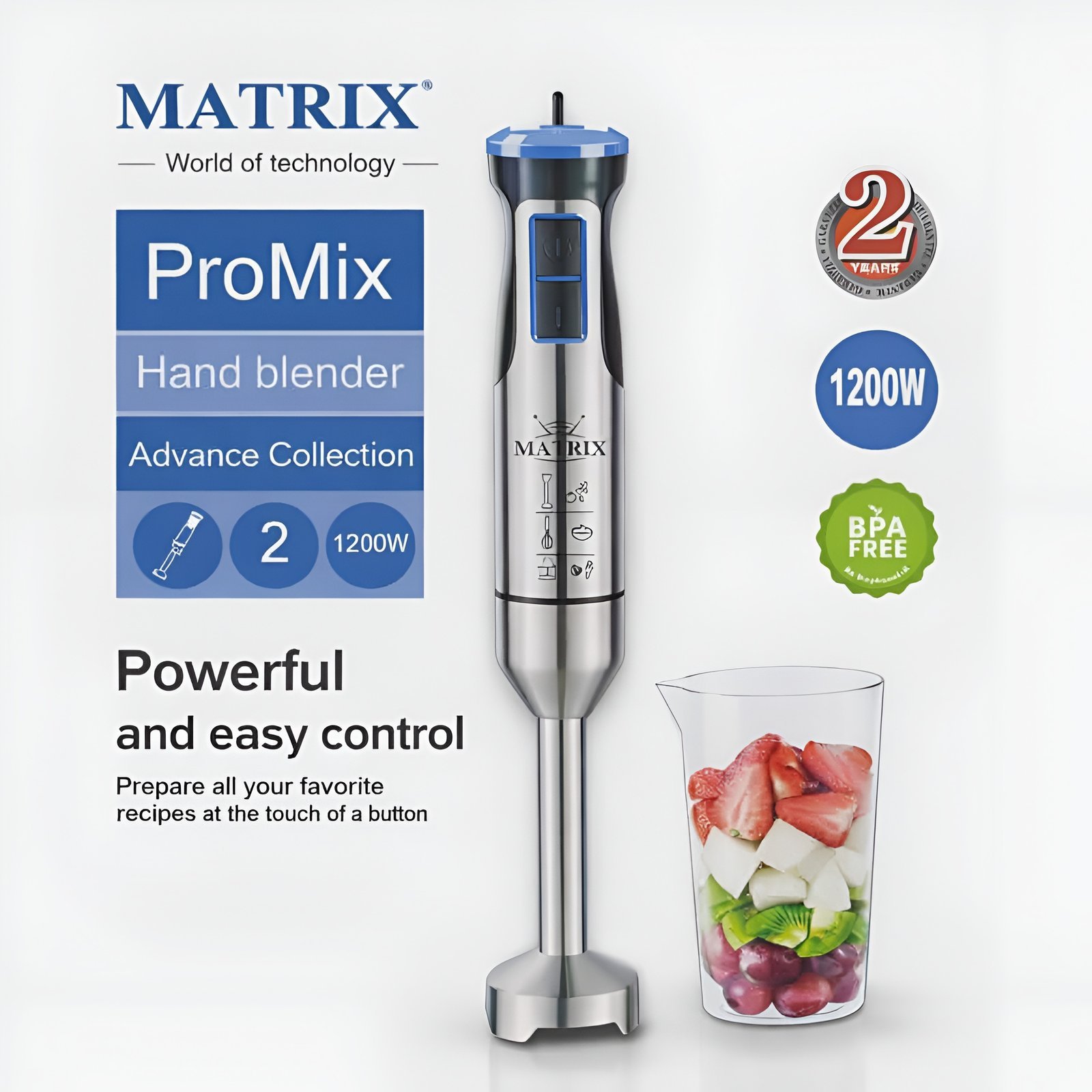 matrix-promix-mx4020-bras-mixeur-1200w.jpg Bras Mixeur Inox MATRIX ProMix MX-4020 1200W avec 4 lames en acier inoxydable