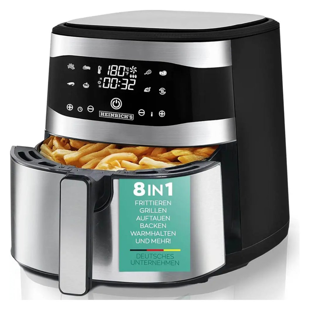 heinrich-bauer-air-fryer-8l-1800w.jpg Friteuse sans huile Heinrich Bauer 8L 1800W avec écran tactile LED