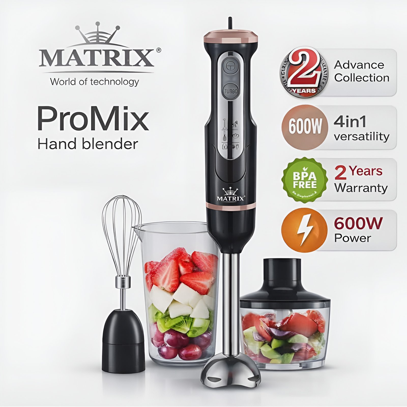 matrix-promix-4en1-600w-mixeur-plongeant.jpg Mixeur Plongeant MATRIX ProMix 4 en 1 600W avec hachoir et fouet