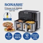 ⁦Friteuse Sans Huile Sonashi SAF-105 Double Panier 10L 2600W⁩ - الصورة ⁦3⁩