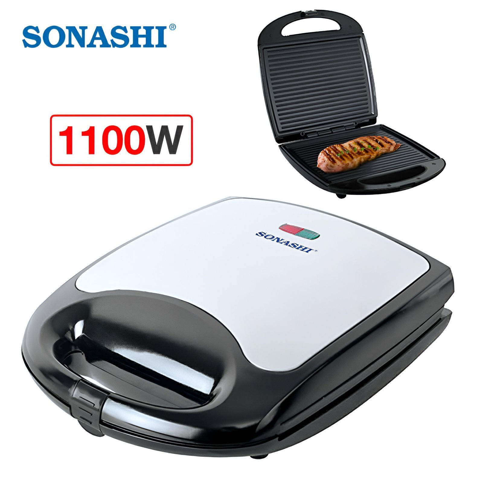 sonashi-sgt851-panini-grill-maker-1100w.jpg Panini & Grill Maker Sonashi SGT-851 1100W avec plaques antiadhésives
